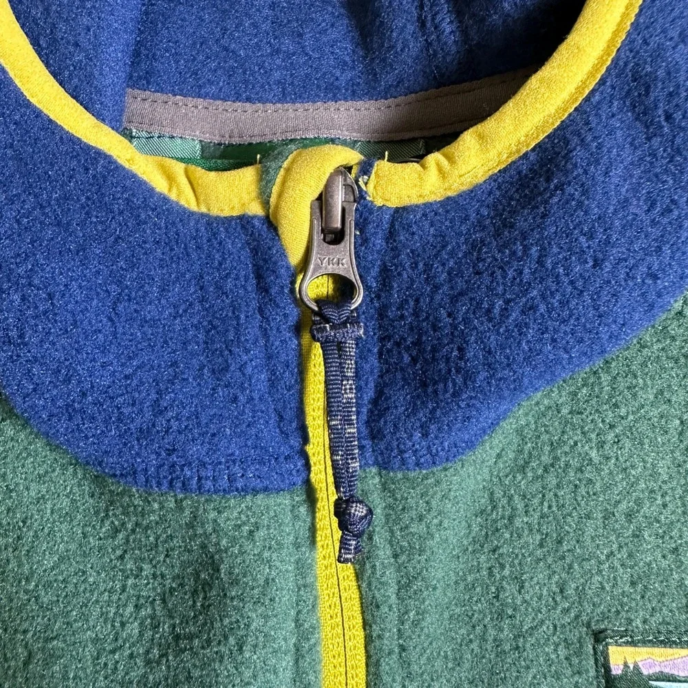 NWT LL Bean Kids Mountain Classic Fleece Hooded Jacket Colorblock Green L 14-16